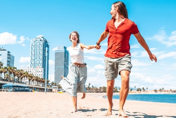 Happy couple in love enjoying vacation