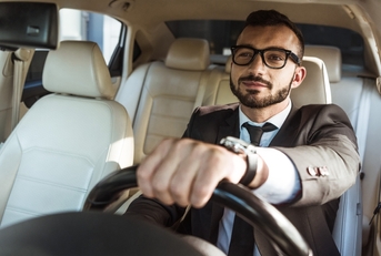Man driving a car