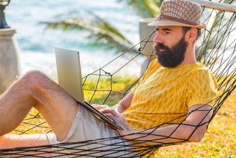 Man working with a laptop