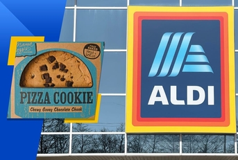 Aldi store exterior and featured item