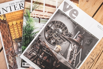 magazines on a wooden table