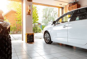 car parked in garage