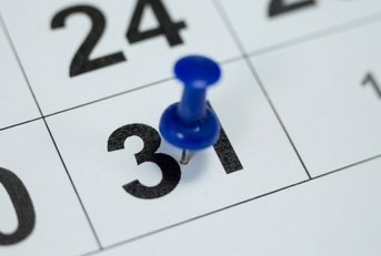 blue pin push on day 31st of month