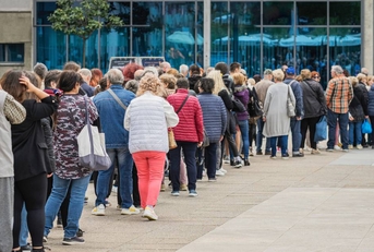 Long queue on street