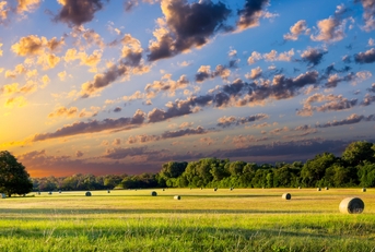 Hay Bales at Sunrise