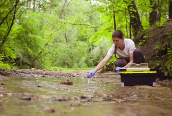 environmentalist taking sample