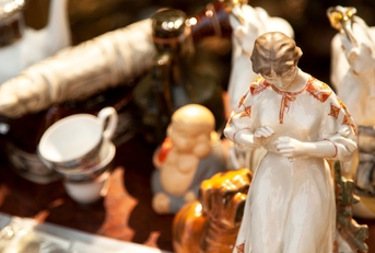 antique porcelain woman and other figurines 