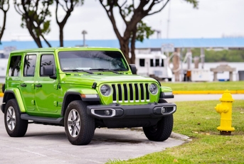 Lime green Jeep Wrangler 
