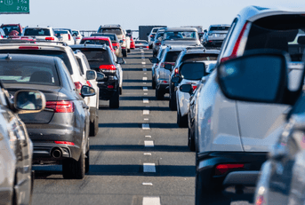 Cars stuck in traffic