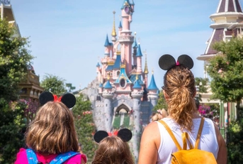 mother and her daughters at princess castle