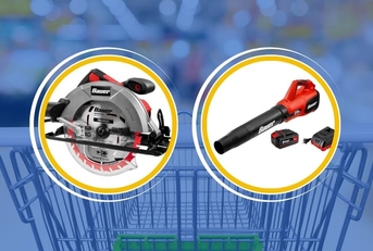 harbor freight tools and a blurry shopping cart