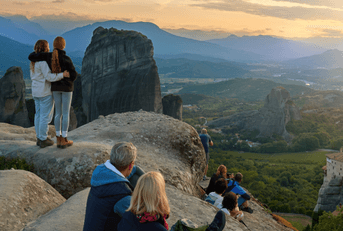group of tourists on cliff
