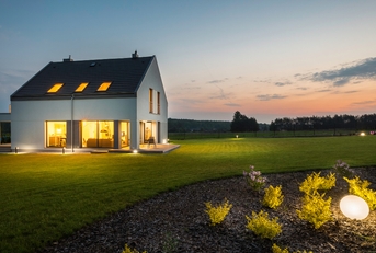 Modern house at night 