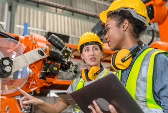 technician work in modern factory 