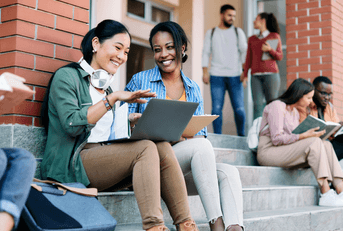 Two college students talking