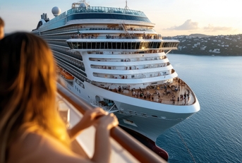 a large cruise ship arrive