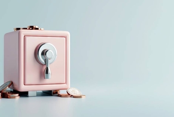 Security safe with coins and banknotes