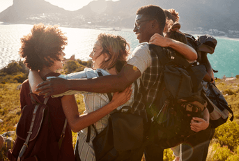Group of friends traveling