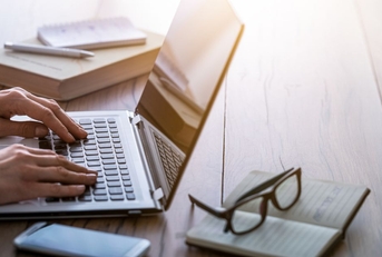 remote work on laptop 