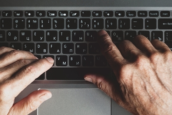 A person typing