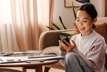 person on phone at home