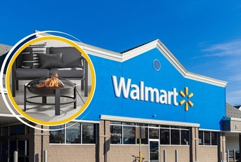 Walmart storefront with fire pit collage