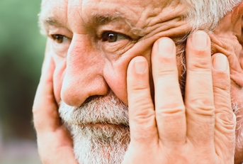 A nervous man close up 