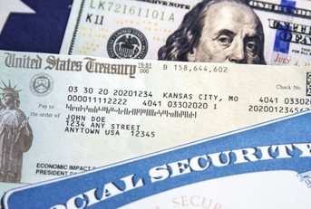 social security card and treasurey check concept