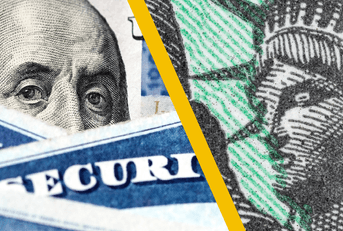 Close up of Social Security cards and checks