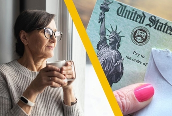 woman thinking with image of social security check