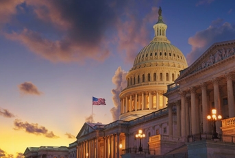 u.s. capital building at sunset