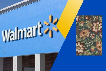 Walmart storefront with accent rug