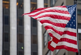 american flag flying at trump tower