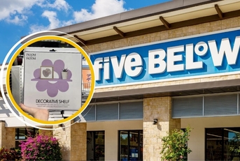 Five Below store with decorative shelf