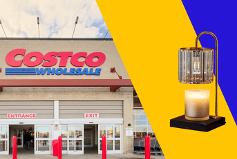Coolage of Costco storefront and candle warmer lamp product