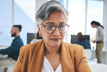 A senior woman working