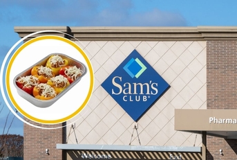 Sam's Club sign with stuffed peppers