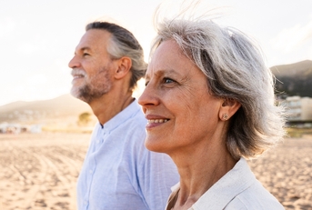 Retired couple at the beach