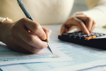 Woman doing her taxes