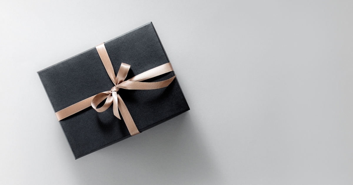 Present wrapped with ribbon
