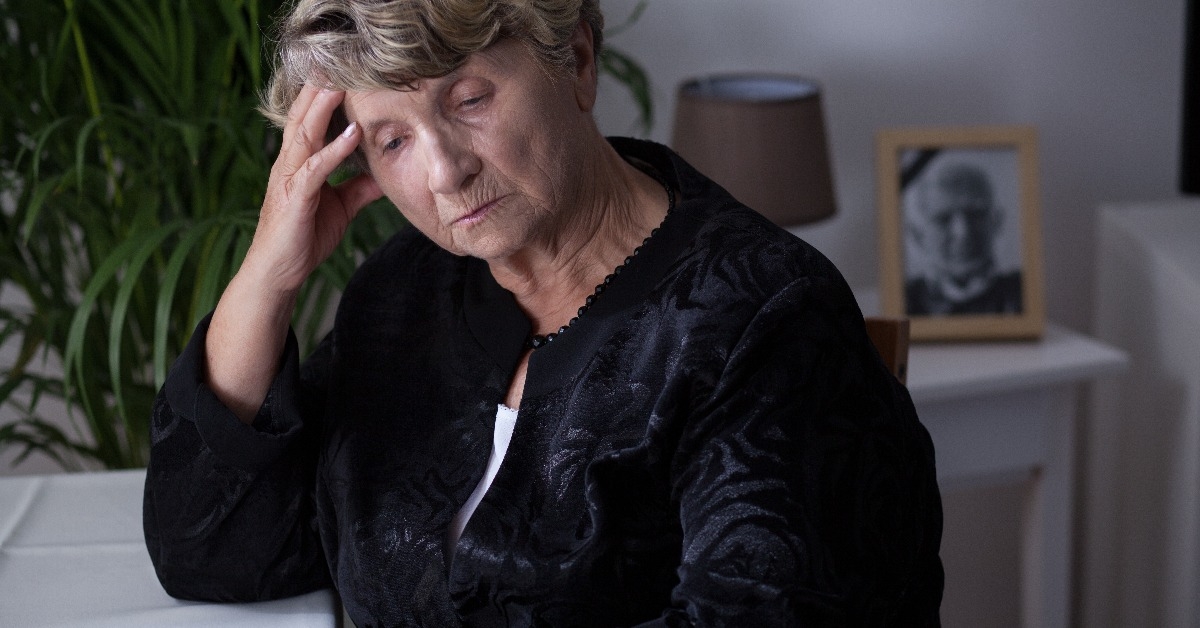 Female retiree in mourning