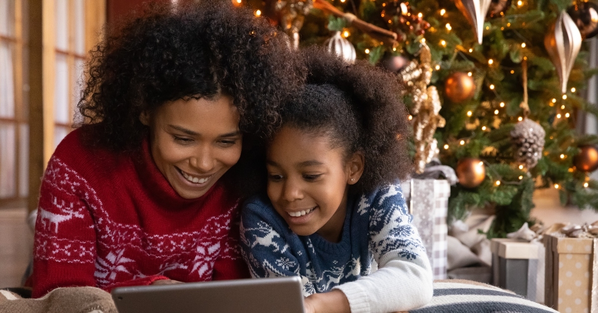 Mom and daughter online shopping