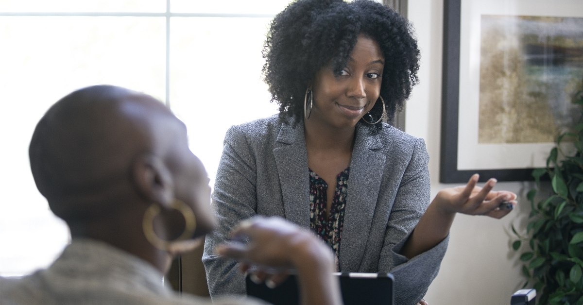 Two business women having a discussion