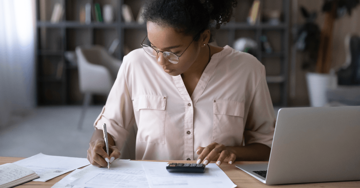 Woman budget planning