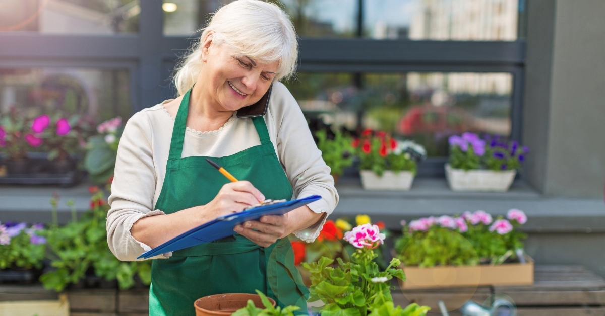 Woman working at florist
