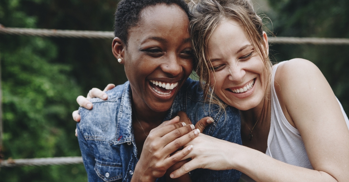 Two women laughing
