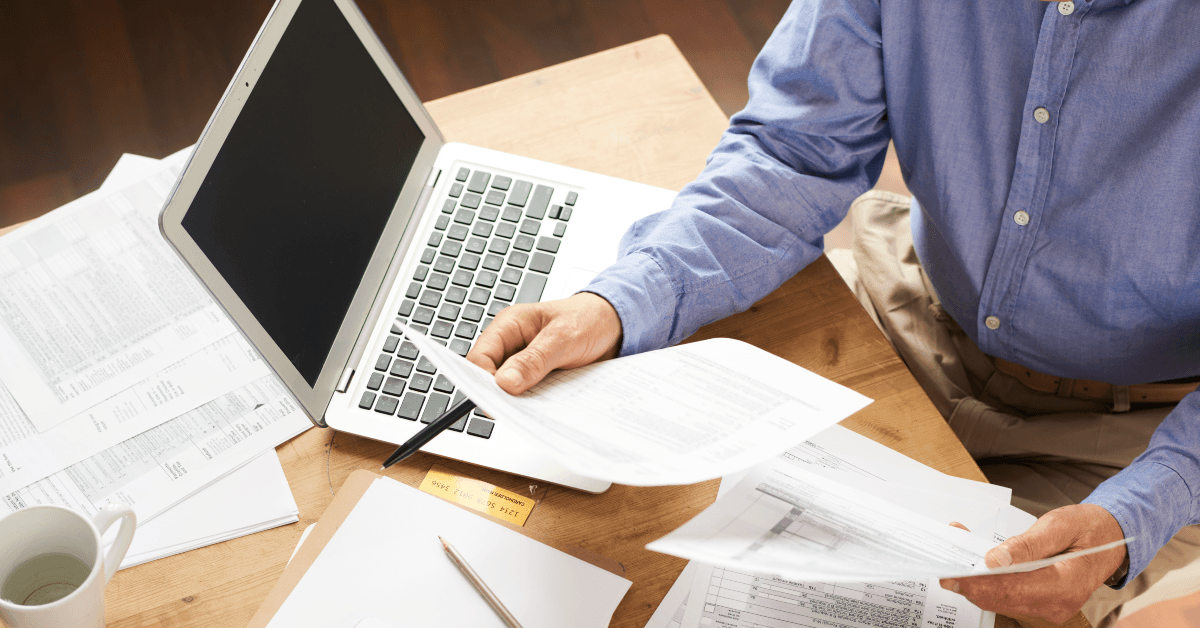 Man prepping taxes