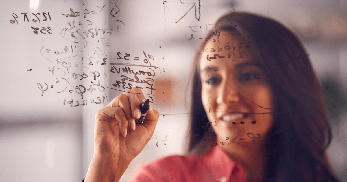 Mathematician working out a problem