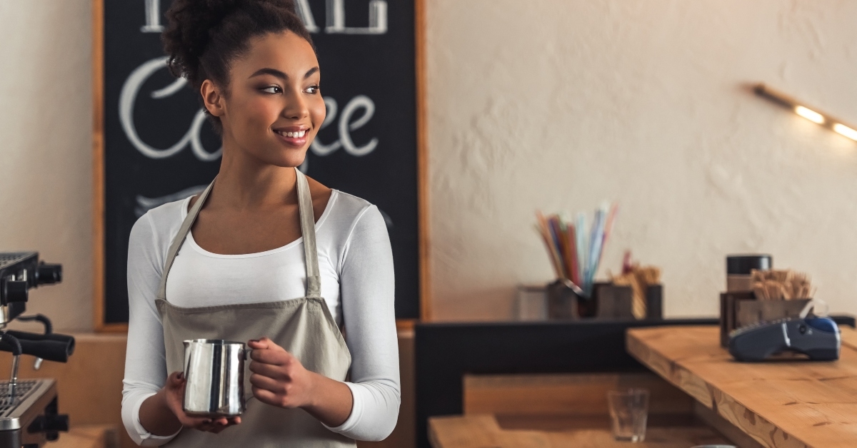Barista making coffee