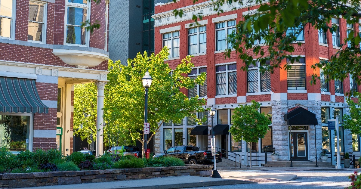 building facade at sunset view